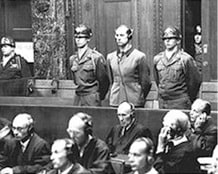 German doctor Karl Brandt one of the senior figures responsible for organising the Third Reich’s euthanasia programme in which people with schizophrenia were killed by lethal injection stands trial at Nuremberg in 1946